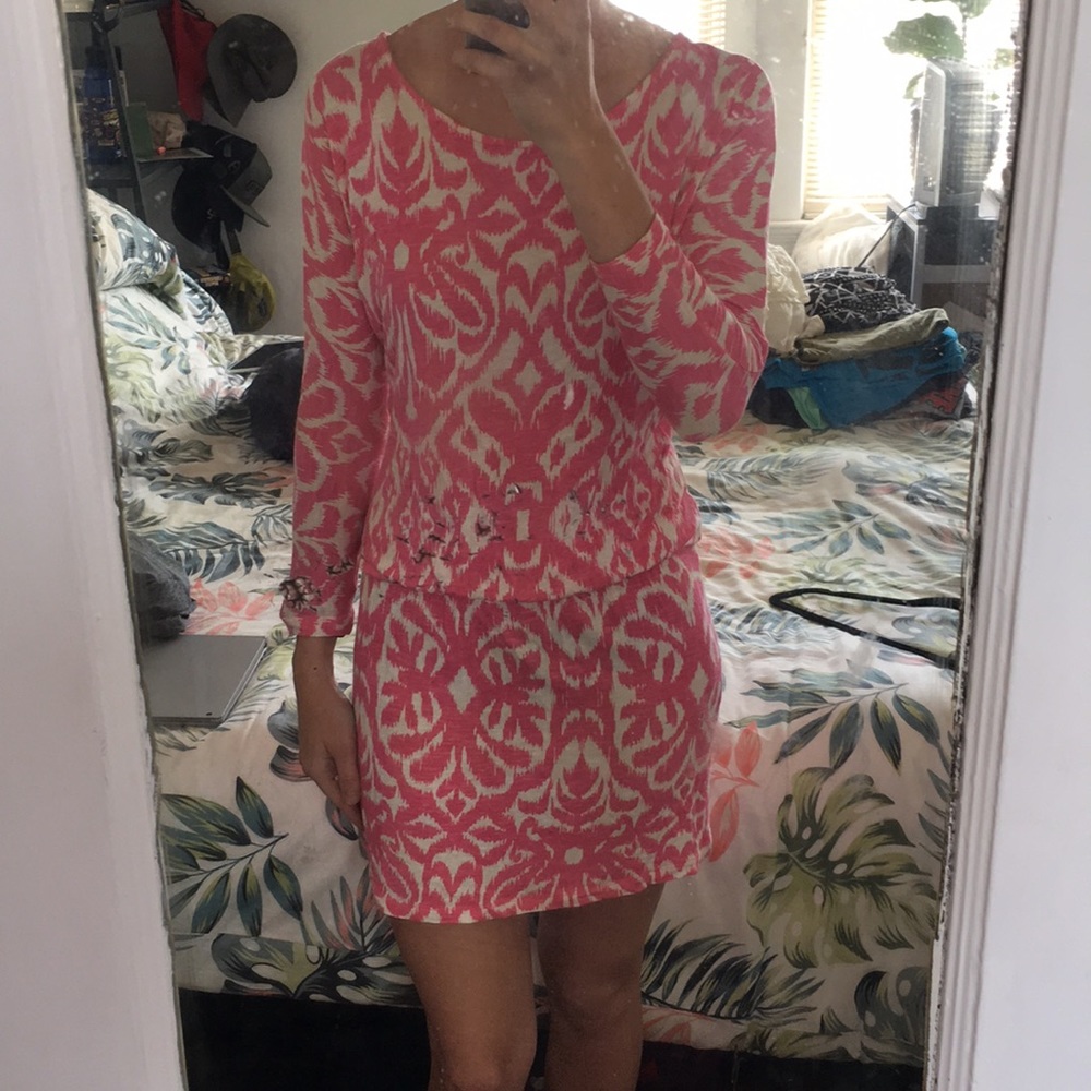3/4 Dolman Sleeve Tori Richard Printed Knit Dress